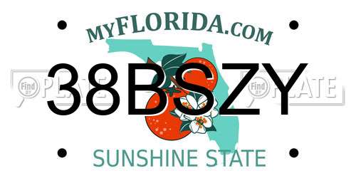 38BSZY Florida License Plate