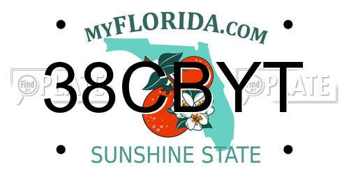 38CBYT Florida License Plate