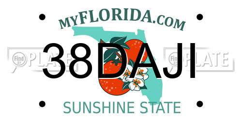38DAJI Florida License Plate
