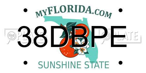 38DBPE Florida License Plate