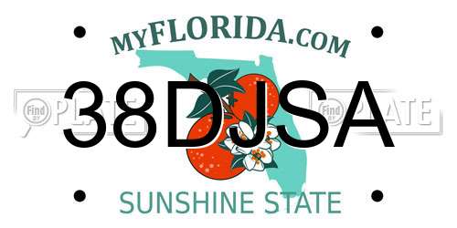 38DJSA Florida License Plate