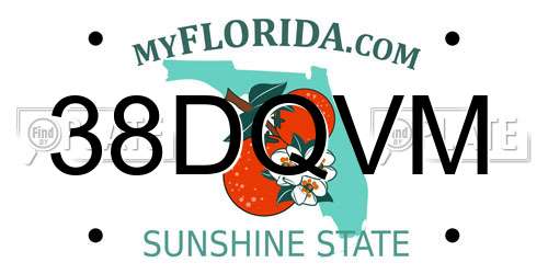 38DQVM Florida License Plate