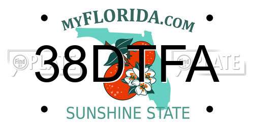 38DTFA Florida License Plate
