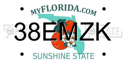 38EMZK Florida License Plate