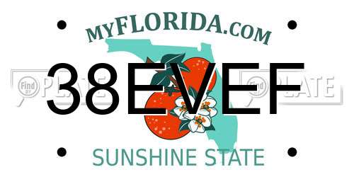 38EVEF Florida License Plate