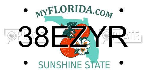 38EZYR Florida License Plate