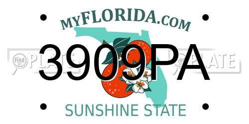 3909PA Florida License Plate