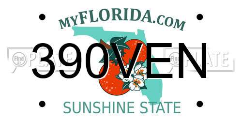 390VEN Florida License Plate