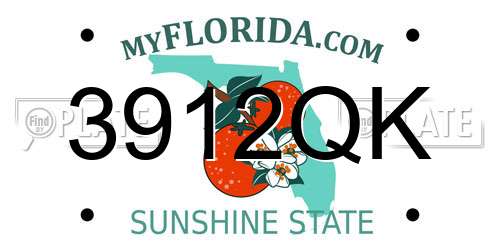 3912QK Florida License Plate