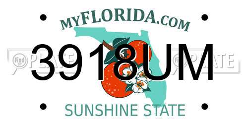 3918UM Florida License Plate