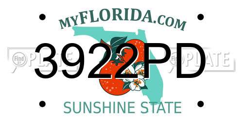 3922PD Florida License Plate