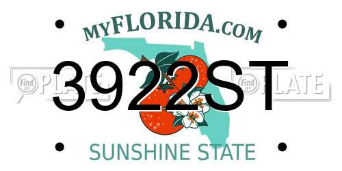 3922ST Florida License Plate