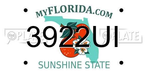 3922UI Florida License Plate