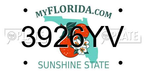 3926YV Florida License Plate