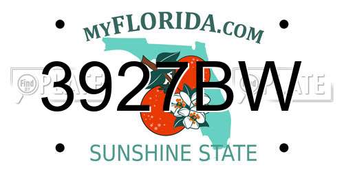 3927BW Florida License Plate