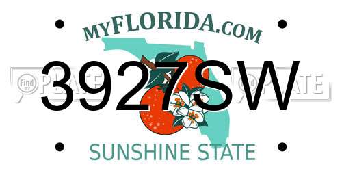 3927SW Florida License Plate