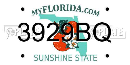 3929BQ Florida License Plate
