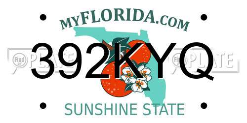 392KYQ Florida License Plate