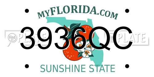 3936QC Florida License Plate