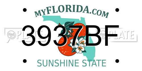 3937BF Florida License Plate