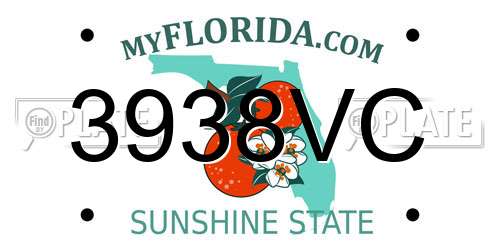 3938VC Florida License Plate