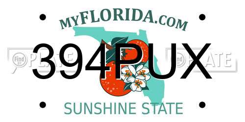 394PUX Florida License Plate