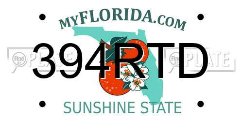 394RTD Florida License Plate