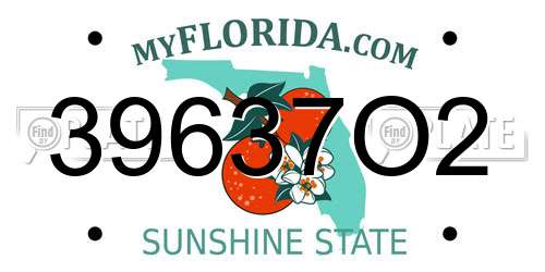 39637O2 Florida License Plate