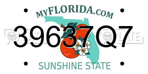 39637Q7 Florida License Plate
