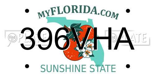 396VHA Florida License Plate