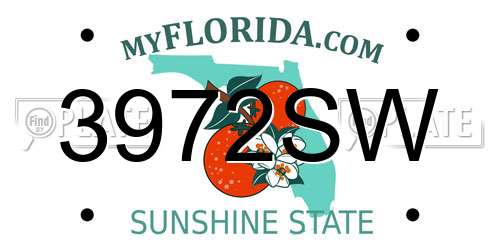 3972SW Florida License Plate