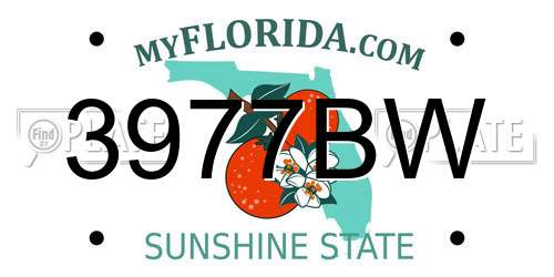 3977BW Florida License Plate