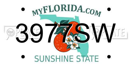 3977SW Florida License Plate