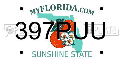 397PUU Florida License Plate