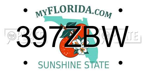 397ZBW Florida License Plate