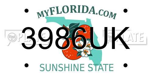 3986UK Florida License Plate