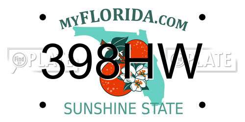 398HW Florida License Plate
