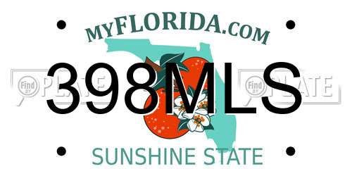 398MLS Florida License Plate