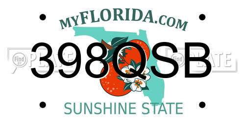 398QSB Florida License Plate