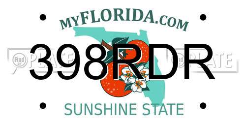 398RDR Florida License Plate