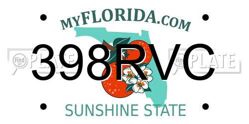 398RVC Florida License Plate