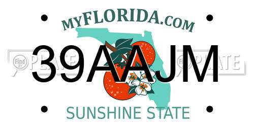 39AAJM Florida License Plate