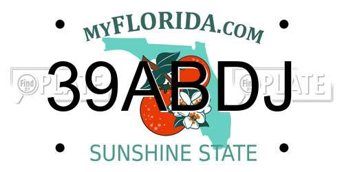 39ABDJ Florida License Plate