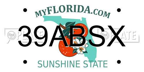 39ABSX Florida License Plate