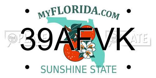 39AFVK Florida License Plate