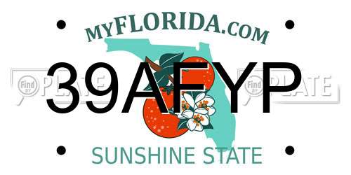 39AFYP Florida License Plate