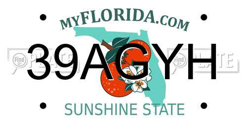 39AGYH Florida License Plate