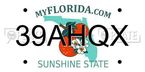 39AHQX Florida License Plate
