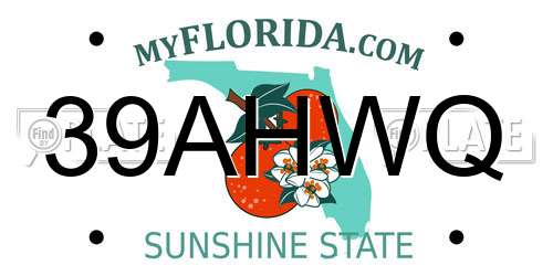 39AHWQ Florida License Plate