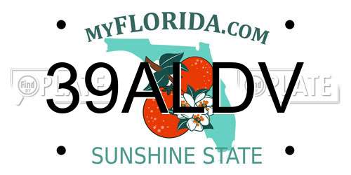 39ALDV Florida License Plate